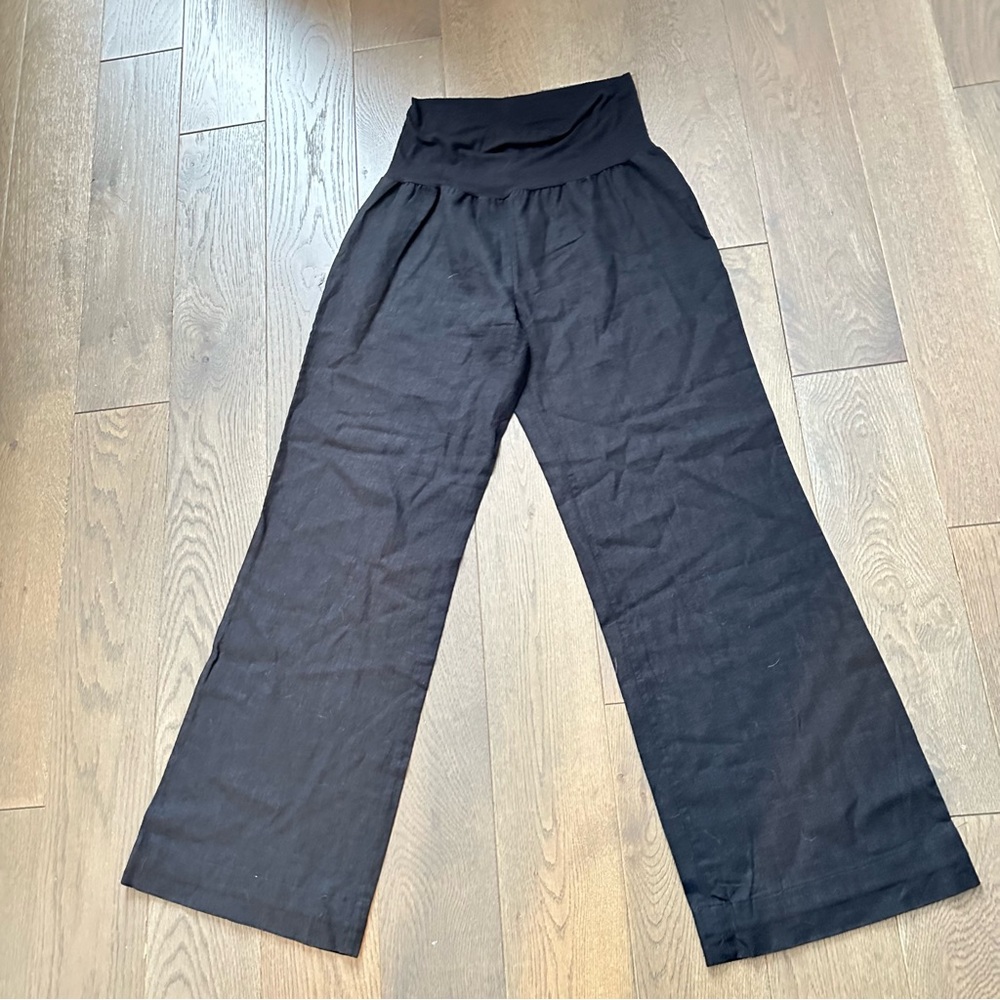 Love Tree Black Linen Blend Wide-Leg Pants Size M